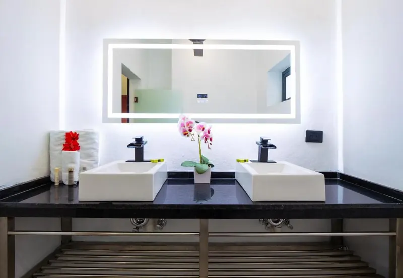 Bathroom with double vanity, 1 Bedroom Apartment, Rizz Suites