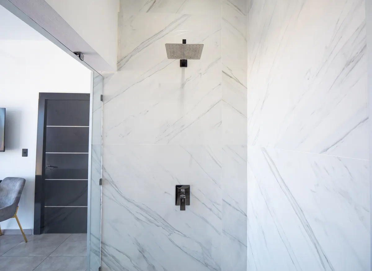Marble rain shower, 2 Bedroom Apartment, Rizz Suites