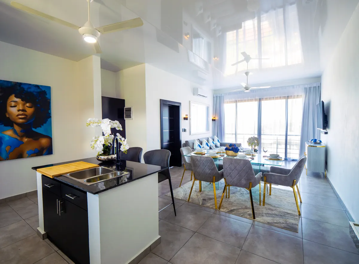 Kitchen and dining, 2 Bedroom Apartment, Rizz Suites